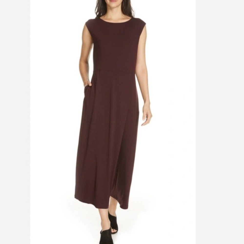EILEEN FISHER Burgundy One Piece Crop Jumpsuit PL